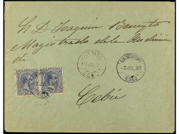 FILIPINAS. 1890. ILOILO A CEBÚ. 2 4/8 Ctvos. Azul. Mat. COMUNICACIONES / ILOILO Y Llegada A CEBÚ En El Frente. Preciosa  - Sonstige & Ohne Zuordnung