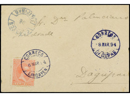 FILIPINAS. 1894. LINGAYEN A DAGUPAN. 1 Ctvo. Rosa. Mat. CORREOS / LINGAYEN Y Llegada A DAGUPAN, También En El Frente. Pr - Other & Unclassified