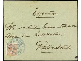 FILIPINAS. 1896. LEYTE A VALLADOLID (España). 10 Ctvos. Castaño Claro. Mat. Circular Con Corona En El Interior CORREOS / - Other & Unclassified