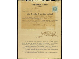 FILIPINAS. 1898. RECIBO DE CERTIFICADO Fechado En DAET Con Sello De 2 Ctvos. Verde Con Mat. Lineal CERTIFICADO Y Recibid - Autres & Non Classés