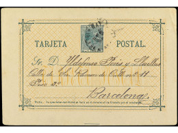 CUBA. 1885. MAYAGUEZ A BARCELONA. 2 Ctvos. Verde, Mat. Fechador De Mayaguez, Al Dorso Llegada. Ed.15. - Other & Unclassified