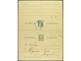 PUERTO RICO. 1898. SAN JUAN A BAYAMON. Entero Postal Doble Circulado A La Ida. Ed.14. - Altri & Non Classificati