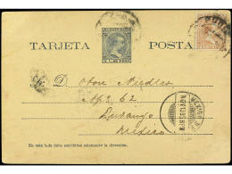 PUERTO RICO. 1895. PONCE A DURANGO (México). 2 Ctvos. Azul Con Franqueo Adicional De 1 Ctvo. Castaño Claro, Mat. Fechado - Other & Unclassified