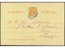 PUERTO RICO. 1896. SAN JUAN A FRANCIA. 3 Ctvos. Castaño Rojo, Mat. Fechador De S. Juan En Azul, Al Dorso Impresión Priva - Autres & Non Classés