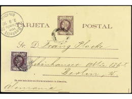 PUERTO RICO. 1898. PONCE A ALEMANIA. 2 Ctvos. Violeta Con Franqueo Adicional De 1 Ctvo. Violeta, Llegada En Anverso. Ed. - Other & Unclassified