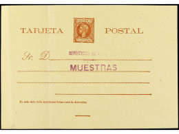 PUERTO RICO. 3 Ctvos. Castaño Rojo, Tampón En Violeta MINISTERIO DE ULTRAMAR/MUESTRAS Dobleces Verticales. RARO. Ed.12. - Altri & Non Classificati