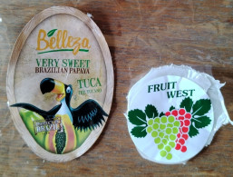 FRUITS LABELS-PAPAYA ( BRASIL)AND (CHILE)GRAPPES - Frutta E Verdura