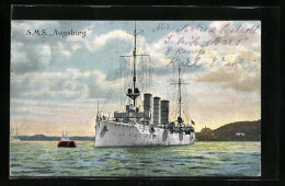 AK Kriegsschiff SMS Augsburg, Bugansicht  - Guerre