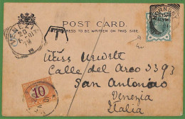 Ad0804 - GB - Postal History - Postcard To Italy  - TAXED  - SEGNATASSE 1901 - Cartas & Documentos