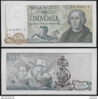 1971 Italia Lire 5.000 Colombo 2nd Type SUP Rif. BI 67A Gigante - Autres & Non Classés