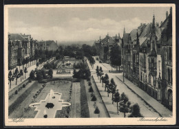 AK Krefeld, Bismarckplatz Mit Denkmal Und Brunnen  - Krefeld