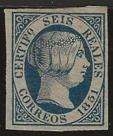 Espagne      .  Y&T   .   10  (2 Scans) .     1851  .  Papier Mince    .     (*)   .     Neuf Sans Gomme - Unused Stamps