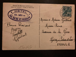 CP HOTEL Pour La FRANCE TP 5 OBL.23 VIII 39 GRAND ST BERNARD - Lettres & Documents