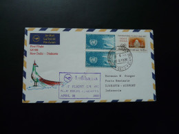 Lettre Premier Vol First Flight Cover New Delhi India To Jakarta Indonesia Lufthansa 1968 - Poste Aérienne