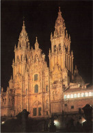 ESPAGNE - Santiago De Compestela - Fachada Del Obradoiro  - Cathedral  - Nocturno - Carte Postale Ancienne - Santiago De Compostela