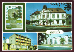 SERED, MULTIPLE VIEWS, ARCHITECTURE, MONUMENT, STATUE, HOTEL, CAR, PARK, SLOVAKIA, POSTCARD - Slovaquie