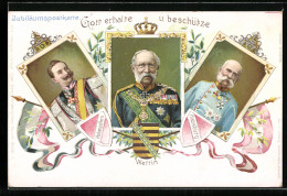 Lithographie Kaiser Franz Josef I. Von Österreich, König Albert Von Sachsen  - Familles Royales