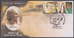 Inde India 2011 FDC Rabindranath Tagore, Poet, Philospher, Nobel Prize Laureate, Writer, LIterature, First Day Cover - Lettres & Documents