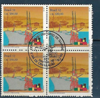 Brasil (Brazil) - 1992 - Block Of 4 CBC: 100th Aniversary Port Of Santos - Yv 2055 - Ships