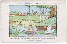 Benjamin Rabier : Carte Publicitaire 'Phosphatine Falières' - Les Sports / Natation - Rabier, B.