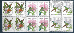 Brasil (Brazil) - 1991 - Block Of 4: Birds: Hummingbirds And Orchids - Yv 2040/42 - Hummingbirds