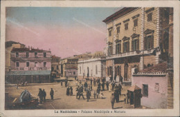 Ab821 Cartolina La Maddalena Palazzo Municipale E Mercato Sassari 1931 - Sassari