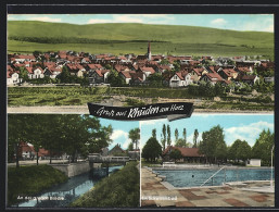 AK Rhüden Am Harz, Schwimmbad Und Partie An Der Brücke  - Autres & Non Classés