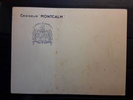 Carte De Visite Navire De Guerre CROISEUR ' MONTCALM "  Armoiries , Devise " Mon Innocence Est Ma Forteresse " BTB - Cartes De Visite