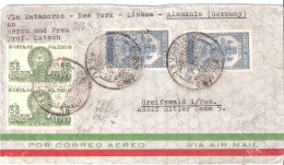 Brief MONTERREY Mexiko ü New York Lisboa Nach Greifswald Prof Katsch Air Mail 20.11.1941 Geöffnet OKW In "rot" Geprüft - Covers & Documents