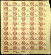 FRANCE: 1930s Full 10 X 5 Sheet 9 Francs Unused Revenue Examples (76747) - Feuilles Complètes