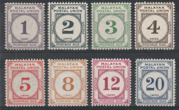 479 - Malesia 1950-51 - Cifra, Le Serie N. 15A/19A. SPLMH - Malayan Postal Union