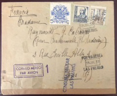 Espagne, Divers Sur Enveloppe De Las Palmas + Surcharge CANARIAS + Censure LAS PALMAS - (W1547) - Autres & Non Classés