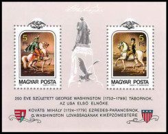 230 Hongrie (Hungary) MNH ** Bloc N° 161 Naissance De Washington Cheval (chevaux Horse Horses) - Blokken & Velletjes