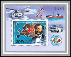 225 Hongrie (Hungary) MNH ** Bloc N° 153 Croix Rouge (red Cross) Helicoptere Henri Dunant - Blokken & Velletjes