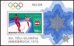 223 Hongrie (Hungary) MNH ** Bloc N° 123 Jeux Olympiques (olympic Games) INNSBRUCK 1976 Skating - Blocs-feuillets