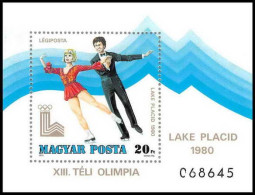 218 Hongrie (Hungary) MNH ** Bloc N° 144 Jeux Olympiques (olympic Games) 1980 Lake Placid Skating - Blocs-feuillets