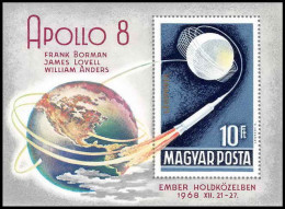 149 Hongrie (Hungary) MNH ** Bloc N° 74 Espace (space) Apollo 8 - Blocks & Sheetlets