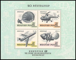 136 Hongrie (Hungary) MNH ** Bloc N° 65 Avions (Airplanes) Zeppelins Montgolfiere Espace (space) 1967 COTE 8 Euro - Blocs-feuillets