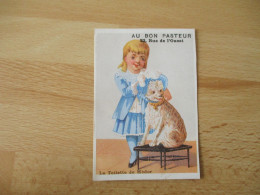 AU BON PASTEUR FILLETTE TOILETTE CHIEN  CHROMO - Autres & Non Classés