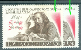 1969 Dmitri Mendeleev,chemist,Periodic Table Of Elements.Russia,3634,ERROR/MNH - Errors & Oddities