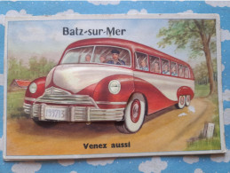 CARTE A SYSTEME MULTI VUES BATZ SUR MER VENEZ AUSSI CAR AUTOCAR COMPLET DE SES 10 VUES - Saluti Da.../ Gruss Aus...