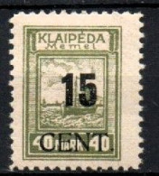 MEMEL,  KLAIPEDA, 1923 , MI  193  FREIMARKE MIT AUFDRUCK, MINIMALE FALZSPUR, UNGEBRAUCHT, - Memelland 1923