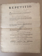 Leuven Universiteit/Dadizele/Menen: Repetitio Door J.A. Holvoet, 1777 Zeer Zeldzaam   (V3193) - Documents Historiques