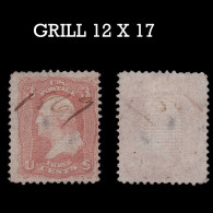 US.1861-66 .3c.Franklin.Red.Grill 12 X 17 Points.USED.Scott 94 - Used Stamps