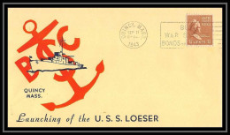 208 USA 1943 Us Navy USS Loeser (DE-680) Quincy Mass Lettre Navale Cover Bateau Sip Boat  - Covers & Documents