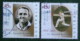 Sir Donald Bradman 2001 Mi 2019-2020 Yv 1919-1920 Used Gebruikt Oblitere Australia Australien  Australie - Oblitérés