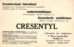 Carte Publicitaire CRESENTYL Desinfection Intestinale - Advertising