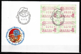 FDC Finland ATM Mi 27 Santa Claus Main Post Office Div. Waarden (4x) - Timbres De Distributeurs [ATM]