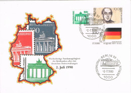 55372. Carta BERLIN (Alemania Federal) 1990. Postmuseum, Reunification - Storia Postale