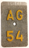 Velonummer Aargau AG 54 - Plaques D'immatriculation